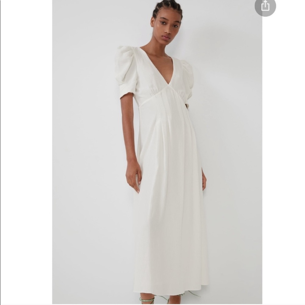 ❌SOLD❌ NWT Zara Textured Midi Dress White - Picture 3 of 9